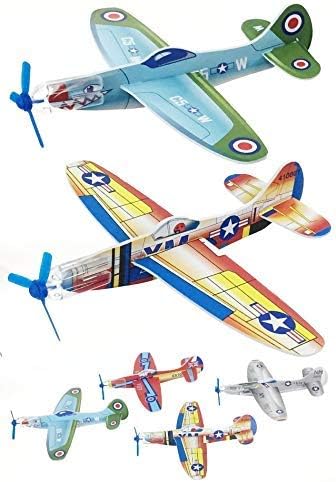 Schylling Retro Gliders - Gliding Planes with Spinning Propellers (Pack of 4)